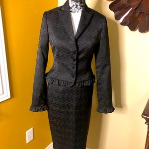 Franco Mirabelli Two Piece Black Suit, Size 4